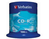 Verbatim  Диски CD-R  100 шт. 48/52-x 700Mb, Cake Box ( 43411)